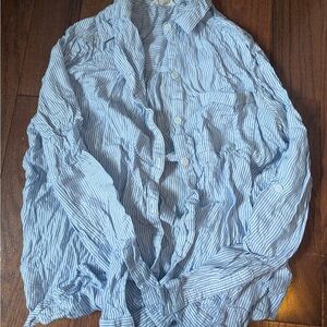 Blue and White Striped Button-Up Shirt